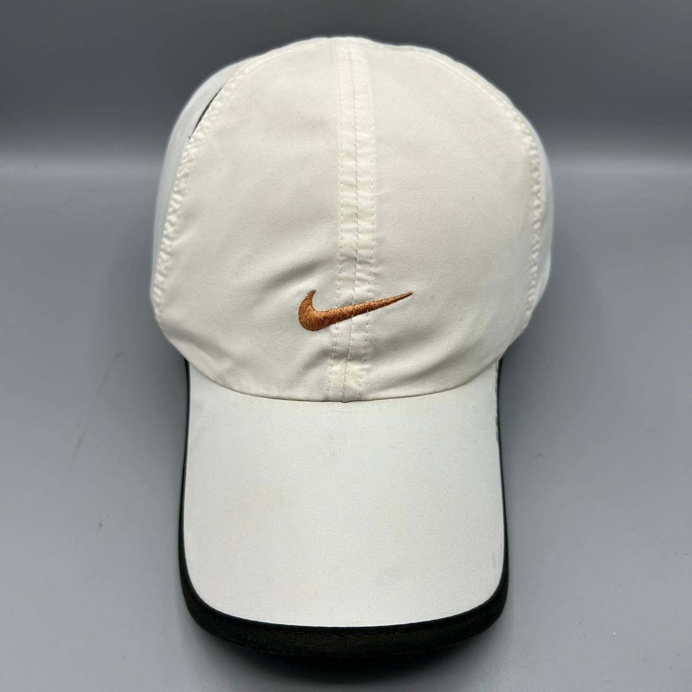 Nike Dri-Fit Hat Men White Black Swoosh Embroidered Strap Back Cap